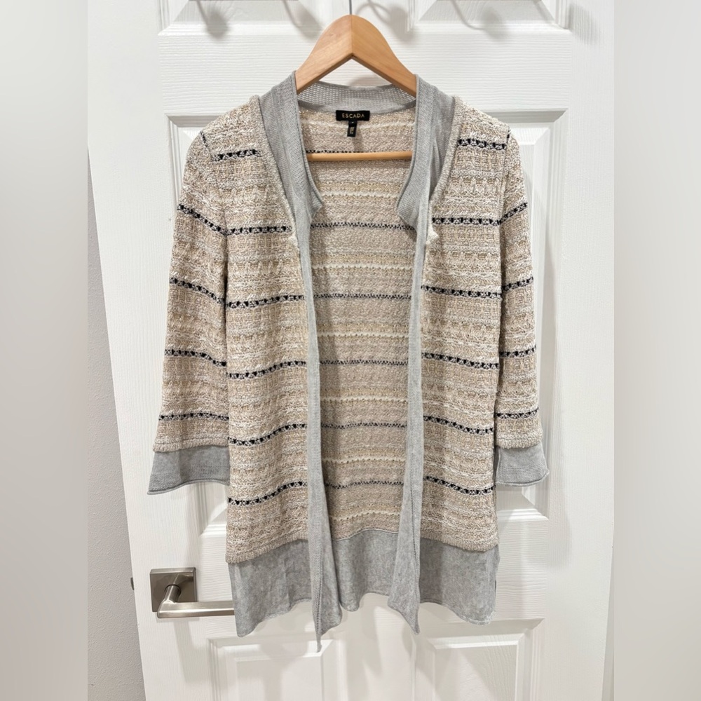 Escada Silver, Gold, Cream Sweater‎ Cardigan size Small